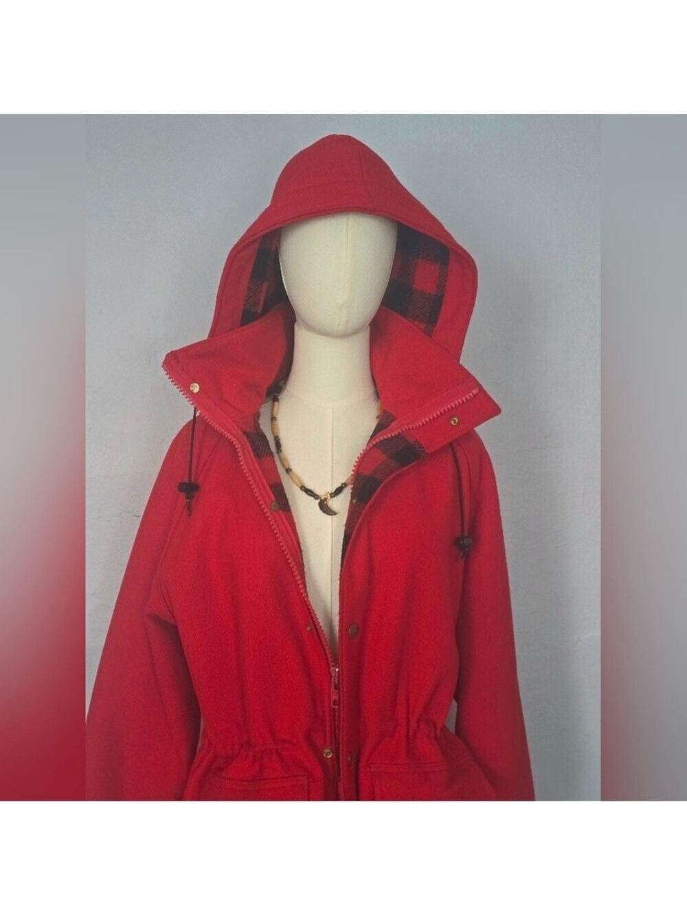 Women's WOOLRICH Vintage 100% Wool Anorak Hooded Coat - Picture 7 of 16